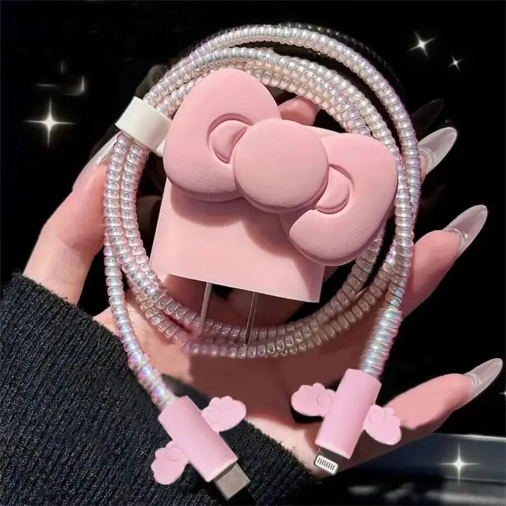 Big Pink Bow iPhone Charger Cable Protectors P17